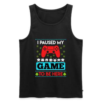 Noël Gamer paused Game to be here Ugly - Débardeur bio Premium Homme - noir - Devant - AI Model Male 178 light (178cm)