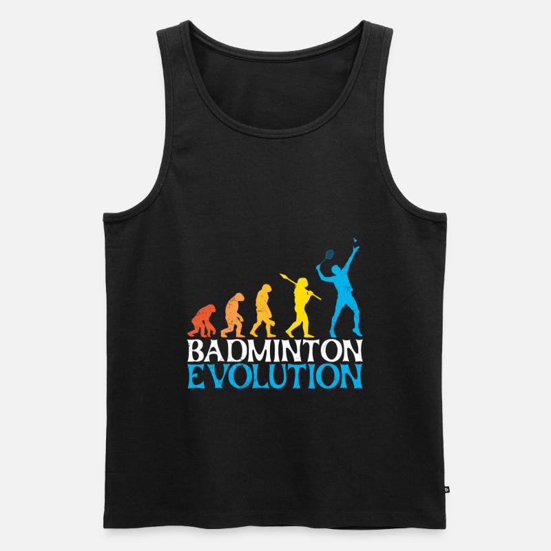 Badminton Evolution Affe Badmintonspieler - Männer Premium Bio Tank Top - Schwarz