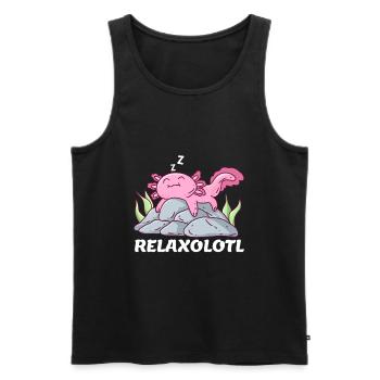 Relaxolotl - Men's Premium Organic Tank Top - black - Front - Michal (187cm)