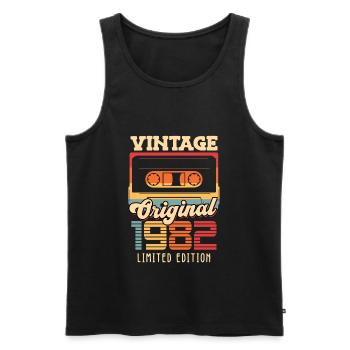 Vintage Original 1982 Edition 40 Jahre - Männer Premium Bio Tank Top - Schwarz - Vorne - Michal (187cm)
