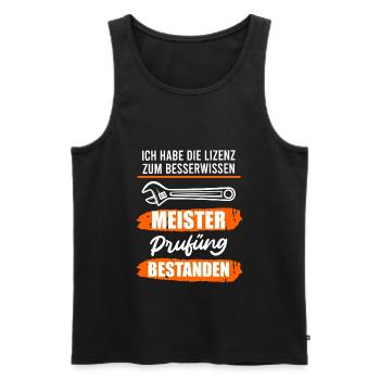 Lizenz zum Besserwissen Meisterprüfung - Männer Premium Bio Tank Top - Schwarz - Vorne - Michal (187cm)