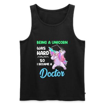 Docteur Licorne 2022 Doctorat Disputation - Débardeur bio Premium Homme - noir - Devant - AI Model Male 178 light (178cm)