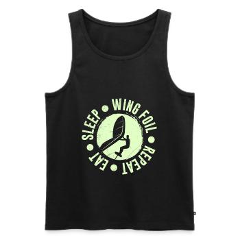 Wing Foil Spruch Eat Sleep Wing Foil Repeat - Männer Premium Bio Tank Top - Schwarz - Vorne - AI Model Male 178 light (178cm)
