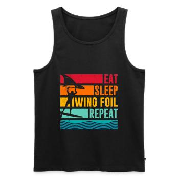 Wing Surf Eat Sleep Wing Foil Repeat Wing Surfer - Männer Premium Bio Tank Top - Schwarz - Vorne - AI Model Male 178 light (178cm)