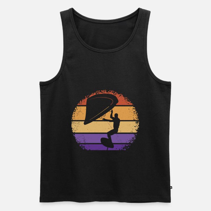 Retro Wing Foiler WIng Surf - Männer Premium Bio Tank Top - Schwarz