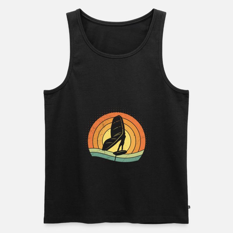 Wing Foil WIng Surf Retro - Männer Premium Bio Tank Top - Schwarz