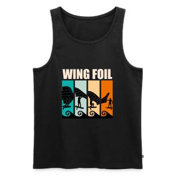 Retro Wing Surf Wing Foil Wing Foil - Men's Premium Organic Tank Top - black - Front - AI Model Male 178 light (178cm)