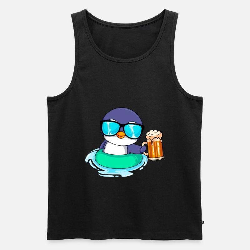 Sommer Pinguin Bier Biertrinker Männer - Männer Premium Bio Tank Top - Schwarz