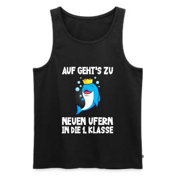 Auf in die 1. Klasse Einschulung 2022 Schulkind - Männer Premium Bio Tank Top - Schwarz - Vorne - Michal (187cm)