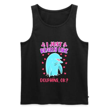 J’aime juste les dauphins enfants filles - Débardeur bio Premium Homme - noir - Devant - Michal (187cm)