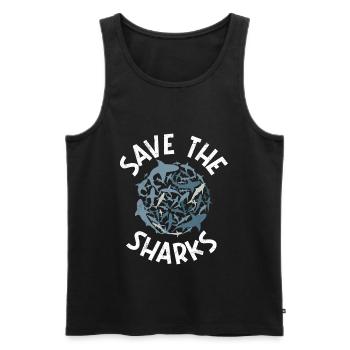 Save Sharks Shark Protection Divers - Men's Premium Organic Tank Top - black - Front - AI Model Male 178 light (178cm)