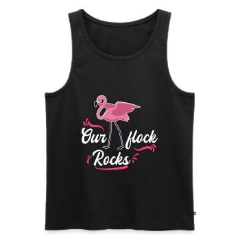 Notre troupeau berce Pink Flamingo Celebrations - Débardeur bio Premium Homme - noir - Devant - Michal (187cm)