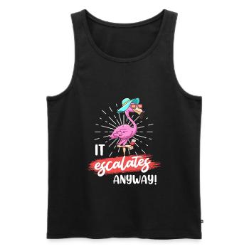 Party Spruch es eskaliert eh Party Flamingo - Männer Premium Bio Tank Top - Schwarz - Vorne - AI Model Male 178 light (178cm)