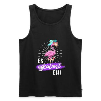 Party Spruch es eskaliert eh Party Flamingo - Männer Premium Bio Tank Top - Schwarz - Vorne - AI Model Male 178 light (178cm)