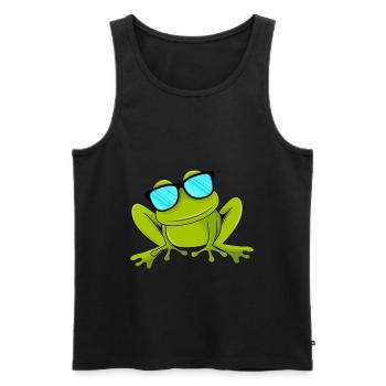 Lustiger Frosch mit Sonnenbrille Kinder Kröte - Männer Premium Bio Tank Top - Schwarz - Vorne - AI Model Male 178 light (178cm)