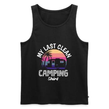 Ma dernière chemise de camping propre - Débardeur bio Premium Homme - noir - Devant - AI Model Male 178 light (178cm)
