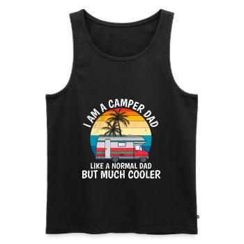 Camper papa comme papa normal juste cool camping - Débardeur bio Premium Homme - noir - Devant - AI Model Male 178 light (178cm)