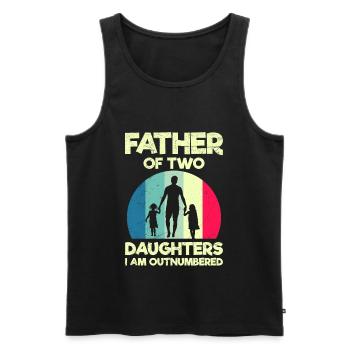 Papa 2 Kinder Papa 2 Töchter - Männer Premium Bio Tank Top - Schwarz - Vorne - AI Model Male 178 light (178cm)