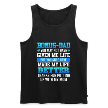 Merci bonus-papa beau-père gratitude patchwork - Débardeur bio Premium Homme - noir - Devant - Michal (187cm)