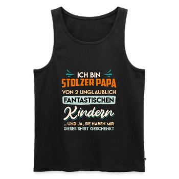 Papa 2 Kinder Papa 2 Töchter 2 Söhne Vater - Männer Premium Bio Tank Top - Schwarz - Vorne - AI Model Male 178 light (178cm)