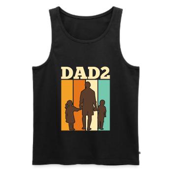 Père 2 Enfants Papa 2 Fils 2 Filles Messieurs - Débardeur bio Premium Homme - noir - Devant - Michal (187cm)