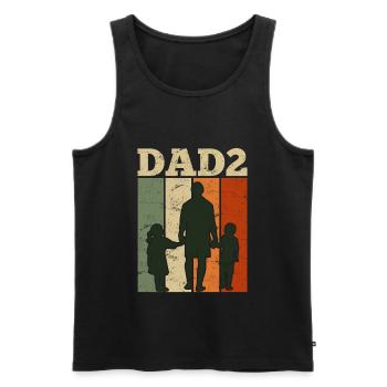 Père 2 Enfants Papa 2 Fils 2 Filles Messieurs - Débardeur bio Premium Homme - noir - Devant - Michal (187cm)