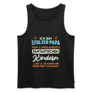 Papa 2 Kinder Papa 2 Töchter 2 Söhne Vater - Männer Premium Bio Tank Top - Schwarz - Vorne - AI Model Male 178 light (178cm)