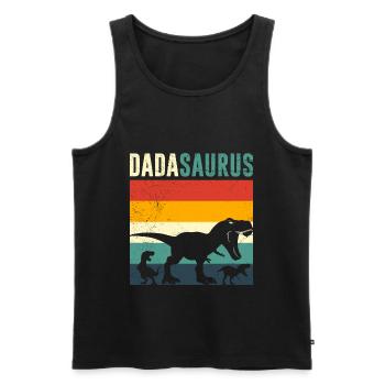 Vintage Papa Saying Dadasaurus Papasururs - Men's Premium Organic Tank Top - black - Front - AI Model Male 178 light (178cm)