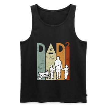 Zweifacher Papa Motorrad Vater Papa 2 Kinder - Männer Premium Bio Tank Top - Schwarz - Vorne - Michal (187cm)