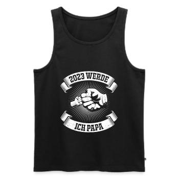 2023 werde ich Papa werdender Vater Papa - Männer Premium Bio Tank Top - Schwarz - Vorne - Michal (187cm)