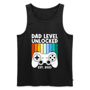 Dad Level unlocked werdender Vater 2023 - Männer Premium Bio Tank Top - Schwarz - Vorne - AI Model Male 178 light (178cm)