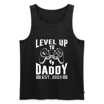 Level up to Daddy 2023 Dad-to-be - Men's Premium Organic Tank Top - black - Front - AI Model Male 178 light (178cm)