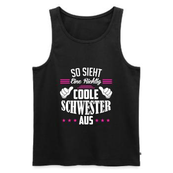 So sieht eine richtig coole Schwester aus - Männer Premium Bio Tank Top - Schwarz - Vorne - Michal (187cm)