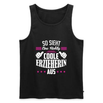 So sieht eine richtig coole Erzieherin aus - Männer Premium Bio Tank Top - Schwarz - Vorne - Michal (187cm)