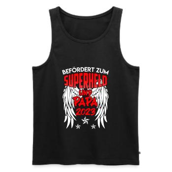 Superheld und Papa 2023 werdender Papa - Männer Premium Bio Tank Top - Schwarz - Vorne - Michal (187cm)