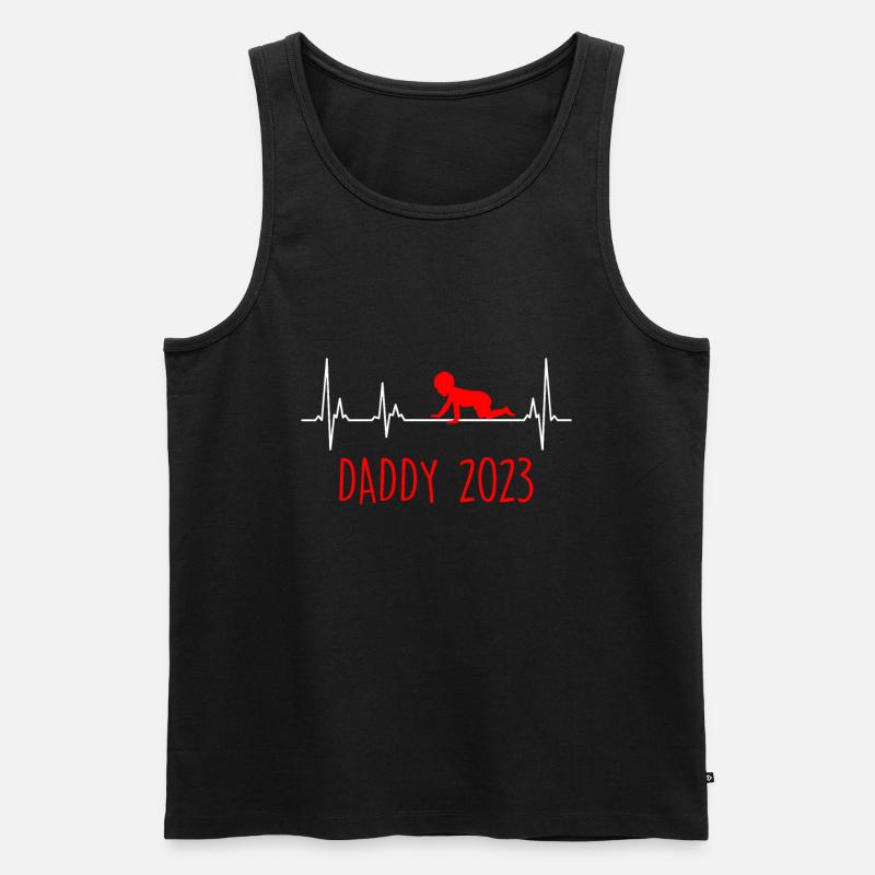 Daddy 2023 werdender Papa - Männer Premium Bio Tank Top - Schwarz