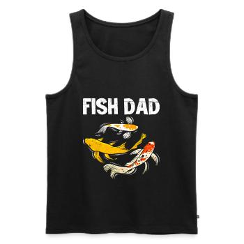 Poisson Papa Koi Carpe Koi Étang - Débardeur bio Premium Homme - noir - Devant - AI Model Male 178 light (178cm)