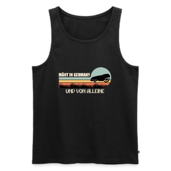 Mäht in Germany und von alleine Mähroboter - Männer Premium Bio Tank Top - Schwarz - Vorne - Michal (187cm)
