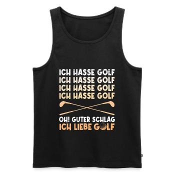 Lustiger Golf Spruch Ich hasse Golf ich liebe Golf - Männer Premium Bio Tank Top - Schwarz - Vorne - AI Model Male 178 light (178cm)
