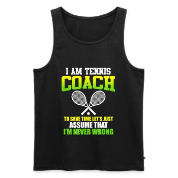 Je suis Entraîneur de Tennis Tennistrainer - Débardeur bio Premium Homme - noir - Devant - Michal (187cm)