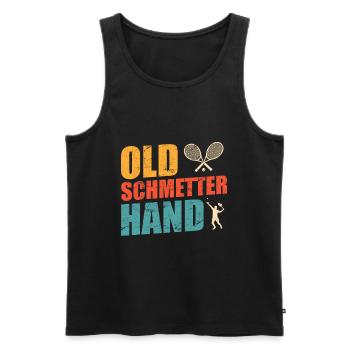 Vieux Schmetterhand Tennis Grand-père Tennis Papa - Débardeur bio Premium Homme - noir - Devant - Michal (187cm)