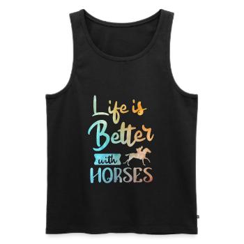Life is better with Horses Pferde - Men's Premium Organic Tank Top - black - Front - AI Model Male 178 light (178cm)