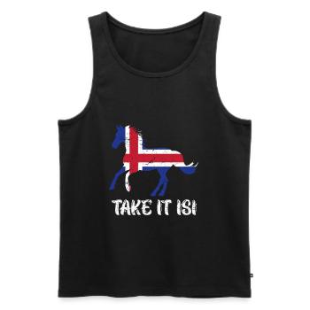 Prenez-le Isi Cheval islandais - Débardeur bio Premium Homme - noir - Devant - AI Model Male 178 light (178cm)