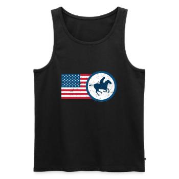 USA Equestrian Horseback Riding USA Rider - Men's Premium Organic Tank Top - black - Front - Michal (187cm)