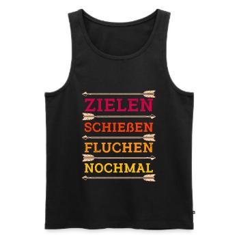 Zielen Schießen Fluchen nochmal Bogenschütze - Männer Premium Bio Tank Top - Schwarz - Vorne - Michal (187cm)