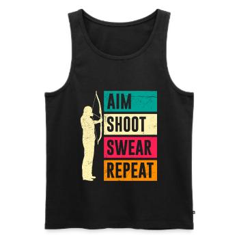 Aim Solve Swearing Again Archery - Men's Premium Organic Tank Top - black - Front - AI Model Male 178 light (178cm)