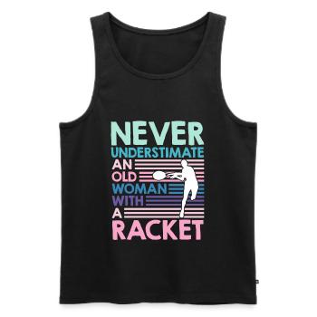 Alte Frau mit Tennisschläger Tennis Oma - Männer Premium Bio Tank Top - Schwarz - Vorne - Michal (187cm)