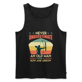 Old man with bow and arrow archer - Men's Premium Organic Tank Top - black - Front - AI Model Male 178 light (178cm)