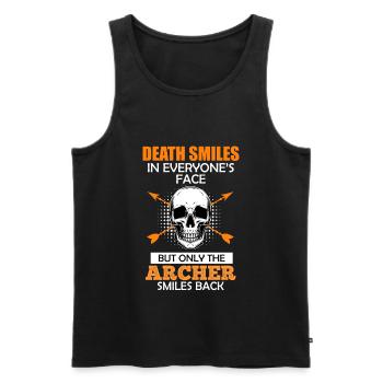 Archer smiles Archery saying - Men's Premium Organic Tank Top - black - Front - AI Model Male 178 light (178cm)