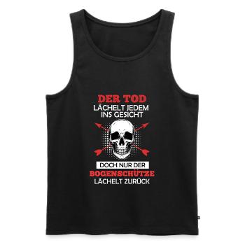 Bogenschütze lächelt Bogenschießen Spruch - Männer Premium Bio Tank Top - Schwarz - Vorne - Michal (187cm)